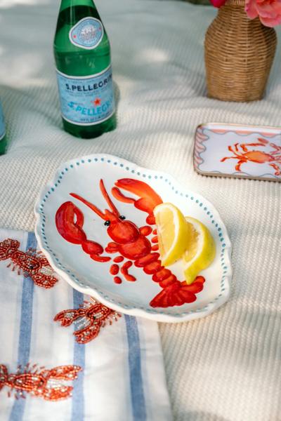 Lobster Serving Set | 2-Piece Stoneware Platter & Picks | Mud Pie