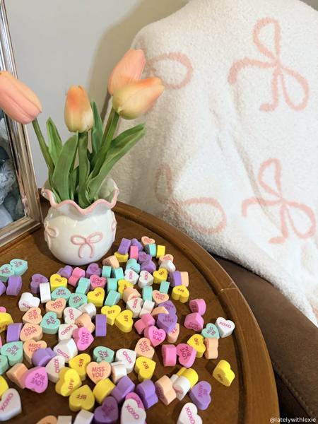 Dainty Bow Valentine Ruffle Bud Vase | Hand-Painted Ceramic with
