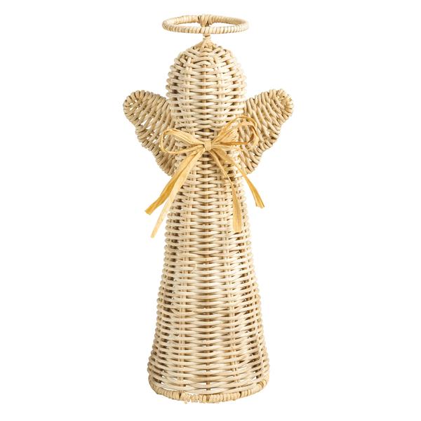 Small Rattan Angel | Woven Rattan Raffia Bow | Mud Pie