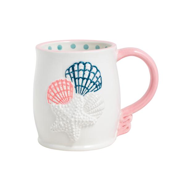 Shell Icon Mug | Layered Stoneware Sea Life Decor | Mud Pie