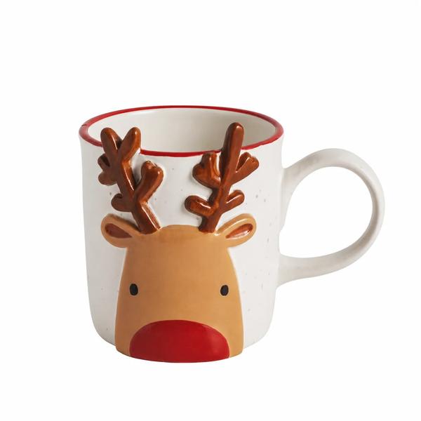Reindeer Mug | Hand-Painted Stoneware Mug | Mud Pie