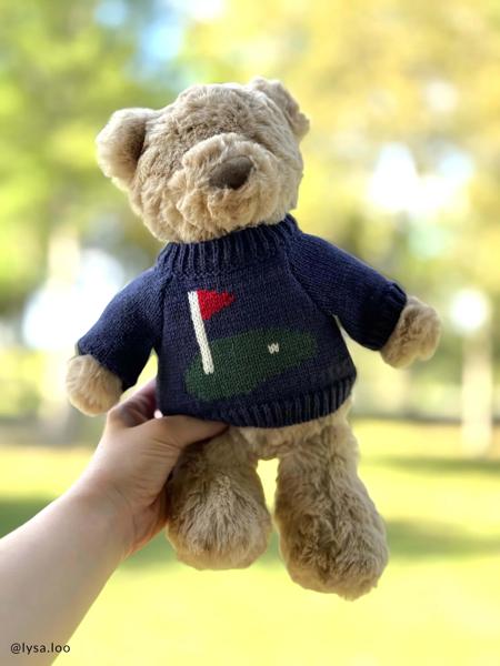 Birdie Bear Plush Pal | Weighted Bear with Knit Sweater | Mud Pie