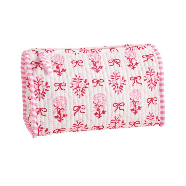 Pink Bow Quilted Pouch