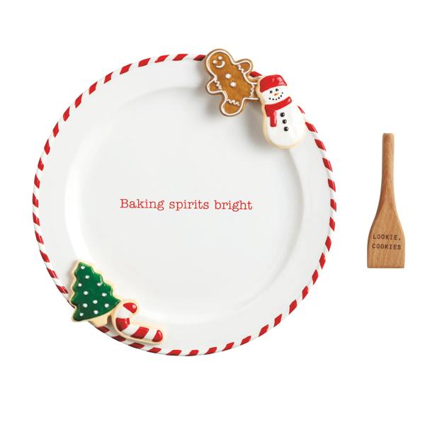 Christmas Cookie Platter Set | Holiday Ceramic Platter & Spatula