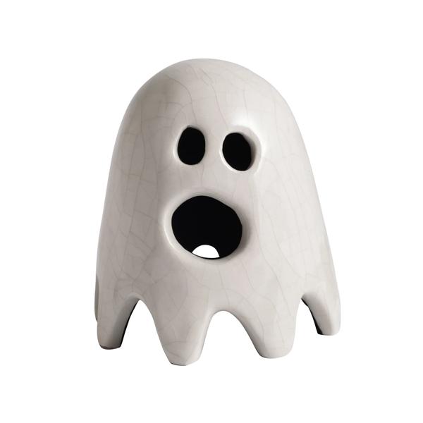 キ*キ様 美品★ゴースト・GHOST★スタンリーゲス・スカルモチーフ・ウォレット Medium Ghost Sitter | Hand-Painted Crackle Glaze Ceramic | Mud Pie