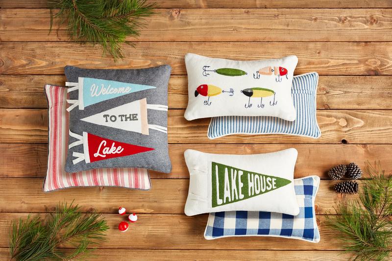 Welcome to the Lake Felt Pillow with Zipper | Mud Pie