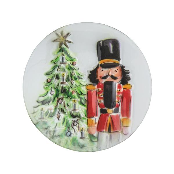  クリスマスプレート Glass Nutcracker Plate | Fused Glass Design Decor Piece | Mud Pie