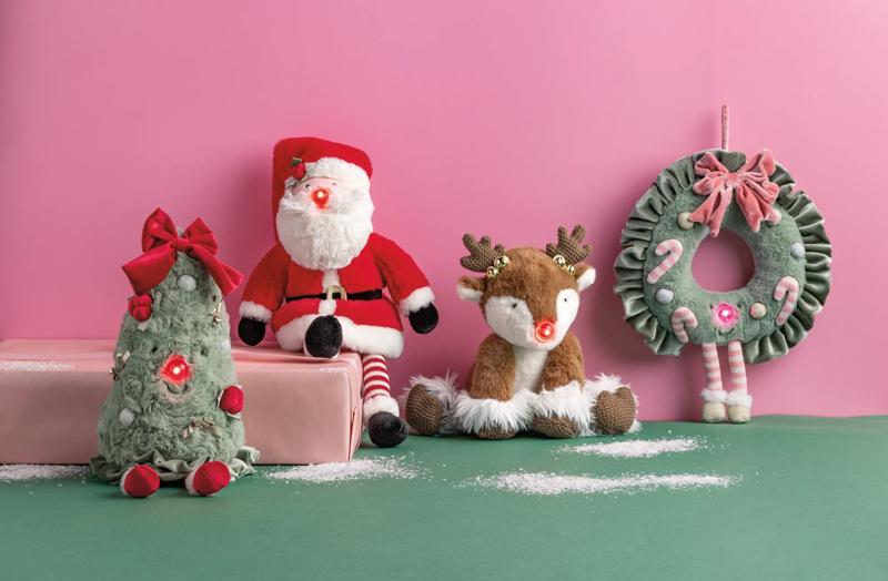 Saint Nick Light-Up Plush Pal | LED Nose Santa Toy | Mud Pie