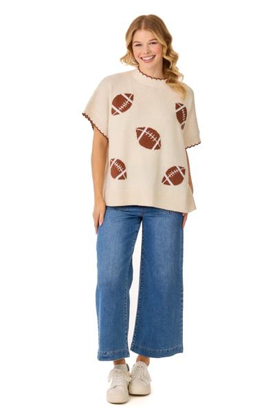 Tailgate One Size Sweater | Bouclé Football Knit | Mud Pie