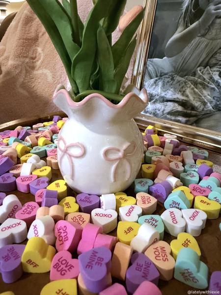 Dainty Bow Valentine Ruffle Bud Vase | Hand-Painted Ceramic with