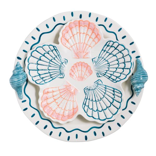 Seashell Nested Platter Set for Coastal Dining and Decor | Mud Pie