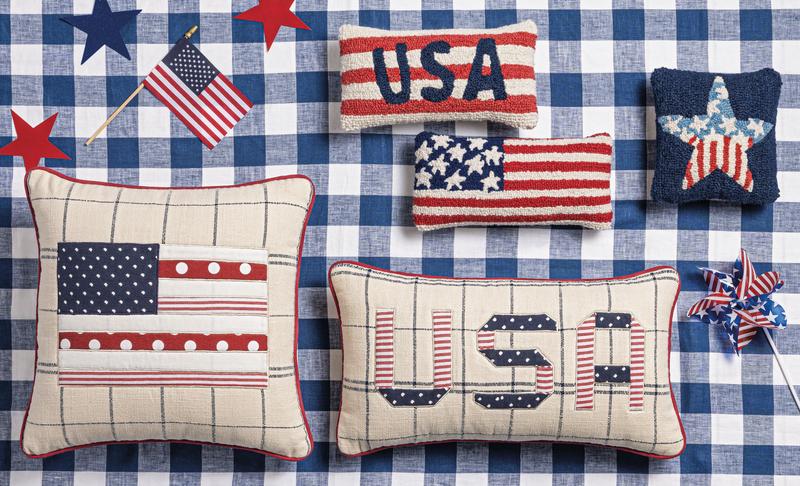 USA Americana Hook Wool Mini Pillow | Home Accent | Mud Pie
