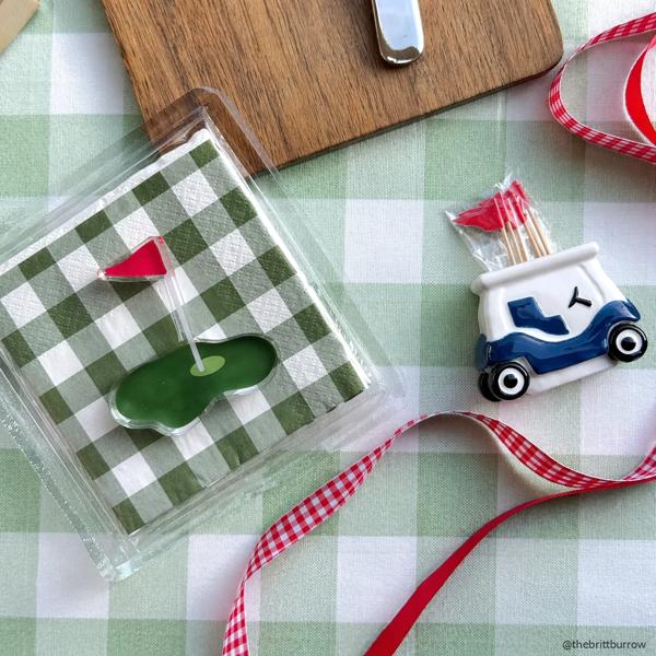 Golf Cart Toothpick Holder | Unique Hand-Painted Table Decor | Mud Pie
