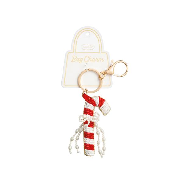Candy Cane Beaded Bag Charm
