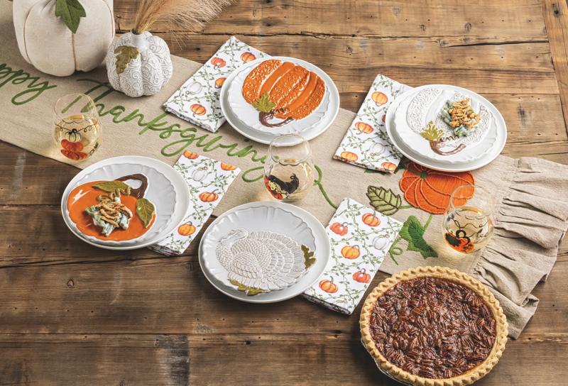 Orange Textured Pumpkin Salad Plate | Hand-Painted Stoneware | Mud Pie