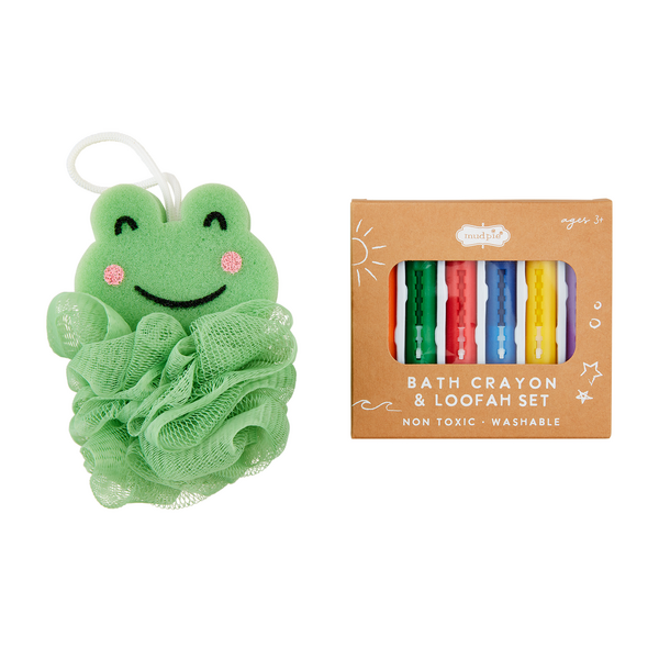 Frog Loofah With Bath Crayons