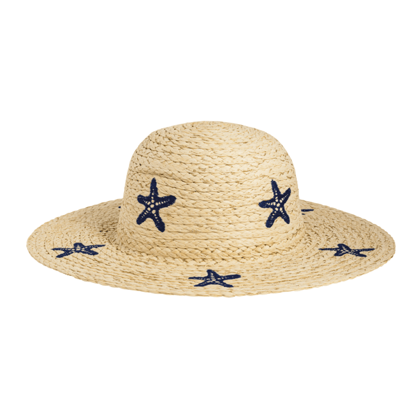 Star Fish Shell Hat Starfish Embroidered Hat | Adjustable Woven Sun Hat | Mud Pie