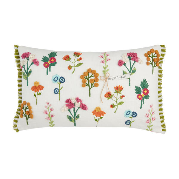 Happy Happy Floral Lumbar Pillow | Mud Pie