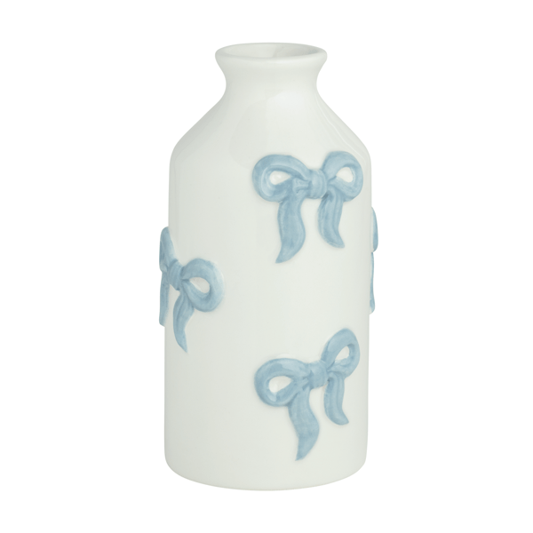 Large Bow Bud Vase | Ceramic Decor with Dimensional Bows | Mud Pie