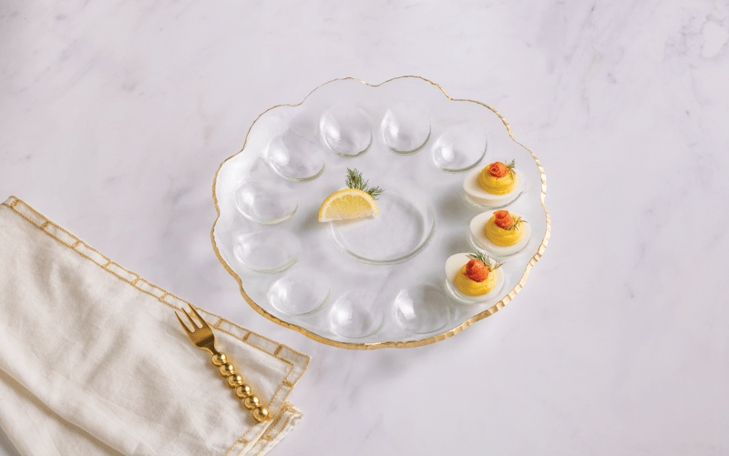 Gold Glass Deviled Egg Tray | Serving Set | Mud Pie