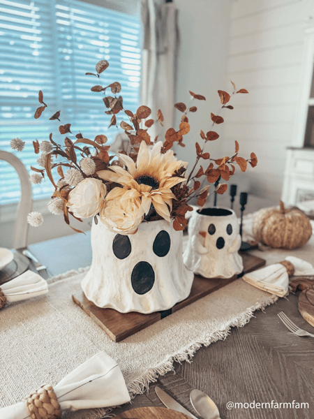 Paper Mache Ghost Treat Buckets