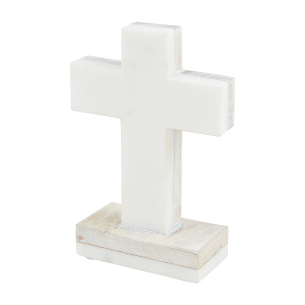 White Marble Wood Cross