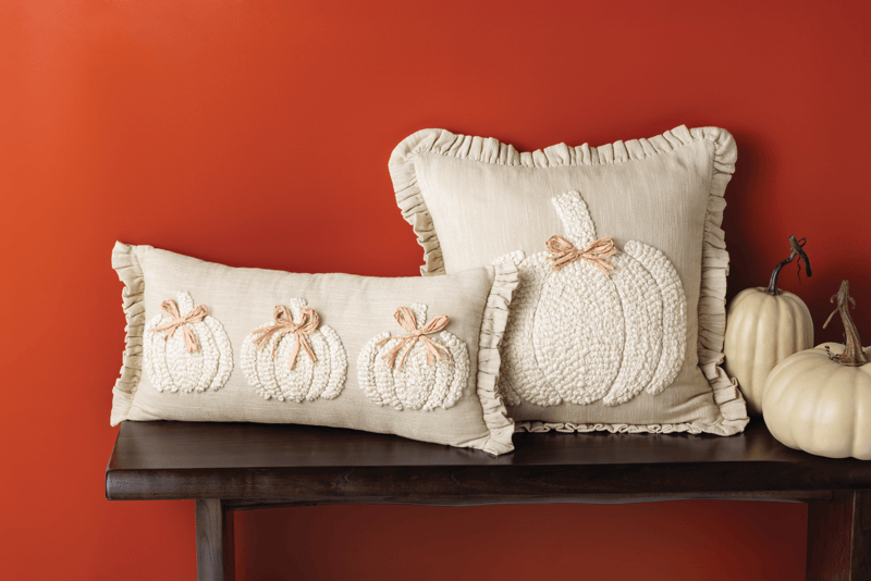 Mud Pie Fall Mini Hooked Pillow – Pumpkin Trio Design, 6x12 Inches, Canvas With Wool Appliqué - View #6