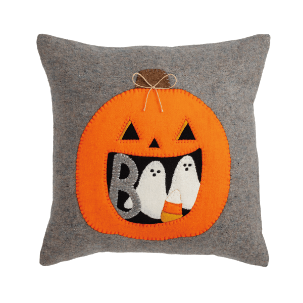 Halloween Wool Pillow with Pumpkin Design Mud Pie