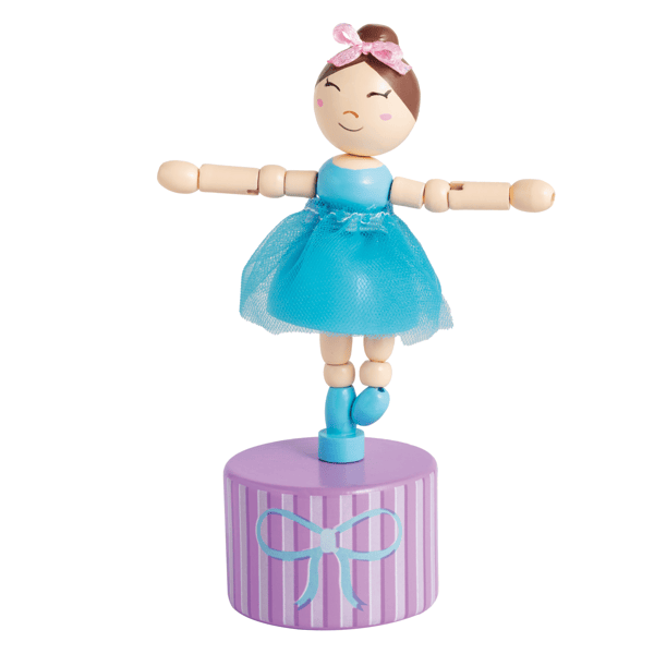 Blue Wooden Ballerina Toy | Interactive Toy | Mud Pie