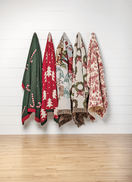 Classic Christmas Jacquard Woven Cotton Blanket | Mud Pie