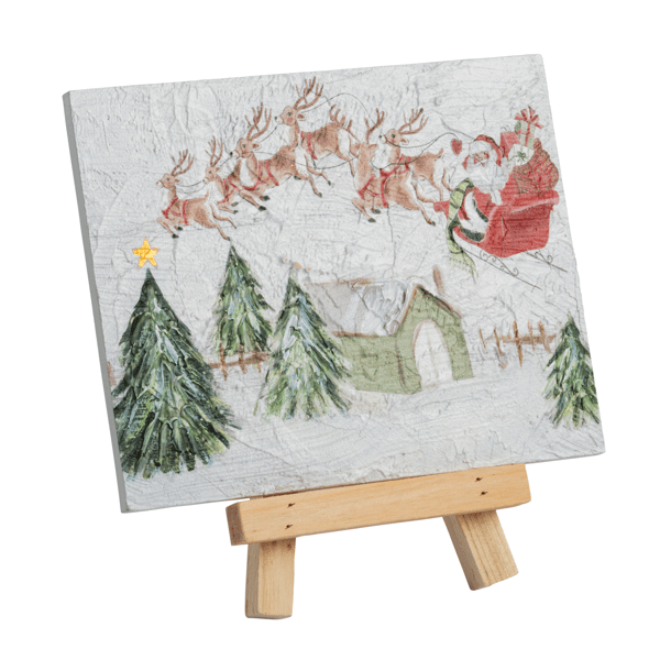 Santa's Sleigh Easel Plaque
