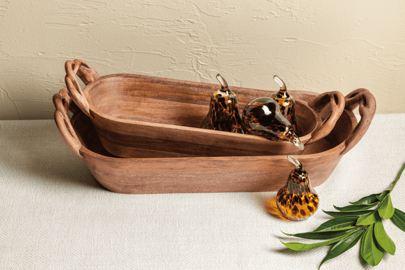 Mango Wood Twist Dough Bowl Set with Twisted Style | Mud Pie