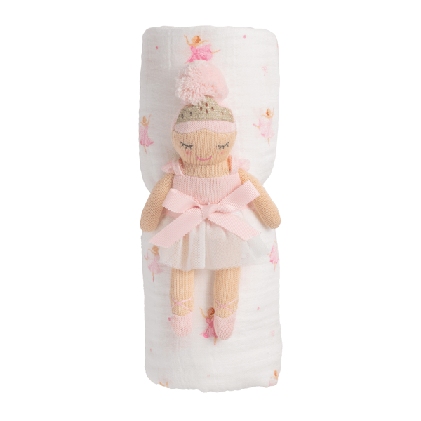 Ballerina Swaddle And Rattle Set