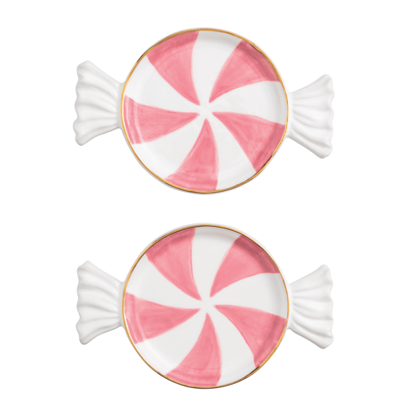 Pink Candy Tidbit Plates Festive Serving Dishes Mud Pie 
