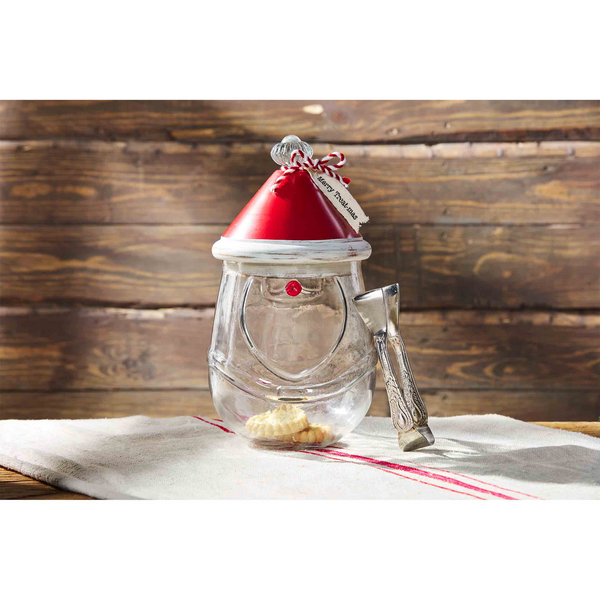 Santa's Cookies Glass Cookie Jar ~ Made in the USA