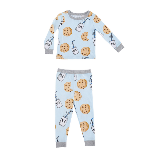 Blue Milk and Cookies Toddler Pajamas