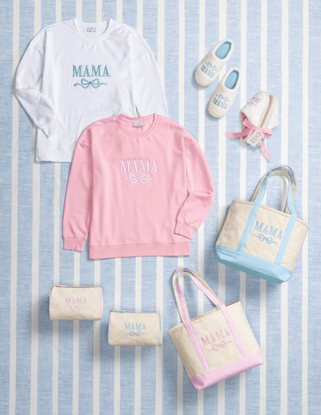 Blue Mama Embroidered Canvas Tote Bag | Mud Pie