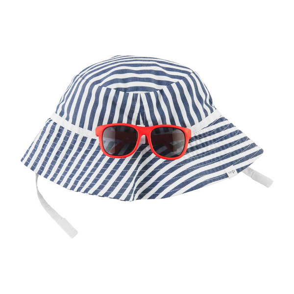 Toddler Blue Sun Hat and Sunglass Set