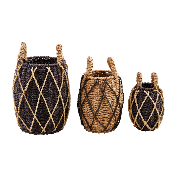 Black Seagrass Basket Set