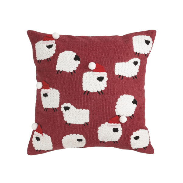 Square Farm Dhurrie Pillow Embroidered Accent Mud Pie