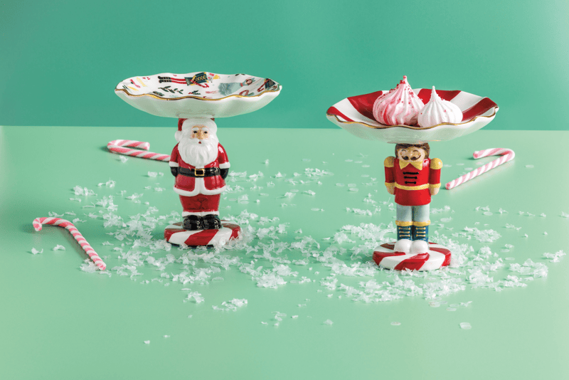 Nutcracker Candy Dish | Festive Ceramic Pedestal Bowl | Mud Pie