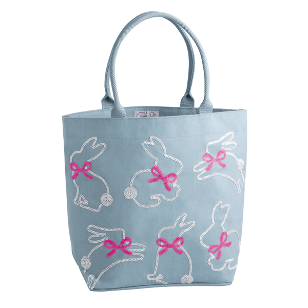 Blue Easter Tote Sequin Cotton Canvas Wipe Clean Bag Mud Pie 