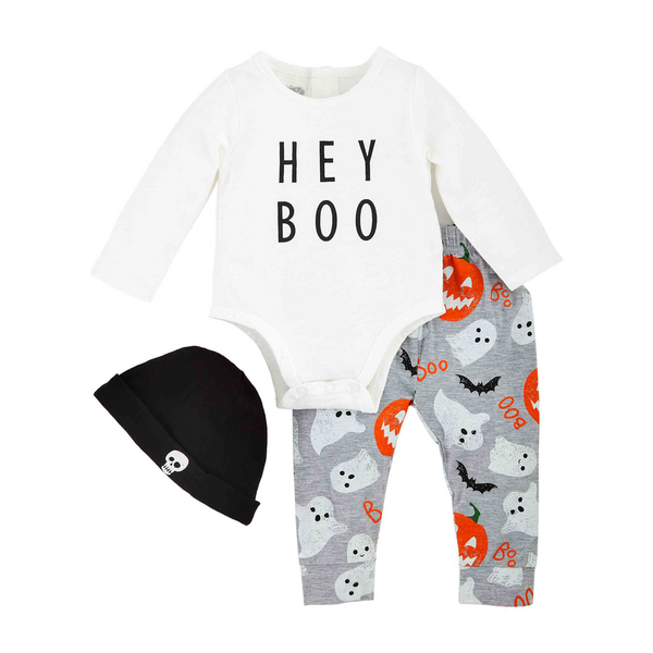NEW** 'Boo' Ghosts & Witches Hats Grey Leggings - Boys/Girls 0-3