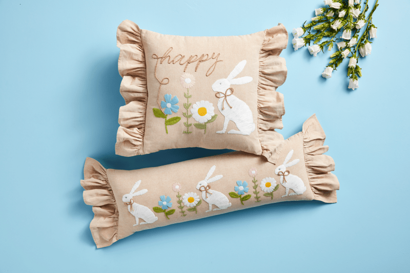 Bunny Embroidered Pillow - Thumbnail 2