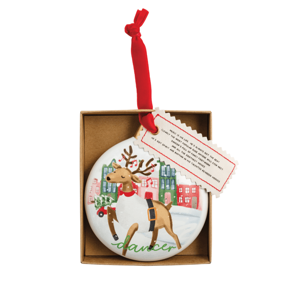 Comet Reindeer Ornament | Canvas Tag & Gift-Ready Box | Mud Pie