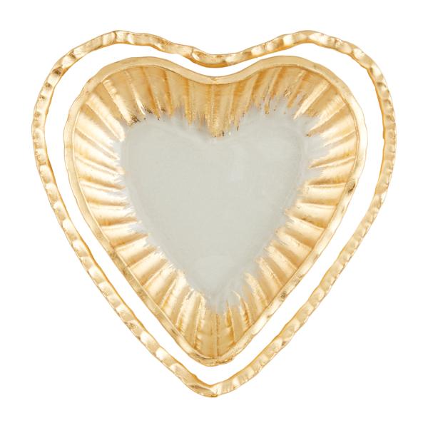 Glass Heart Tidbit Tray Set | Elegant Serving Trays by Mud Pie