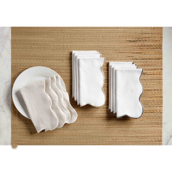 Gray Scallop Napkin Set - Thumbnail 3