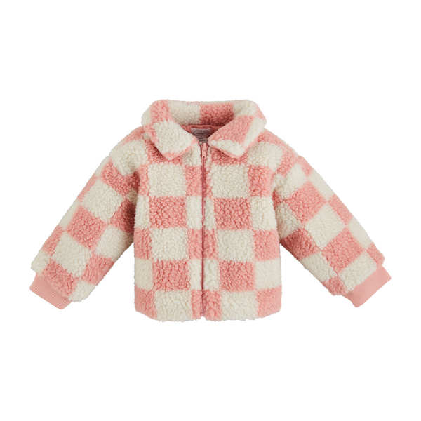 Pink Check Sherpa Toddler Jacket