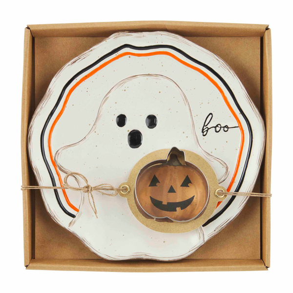 Stoneware Ghost Cookie Plate Set