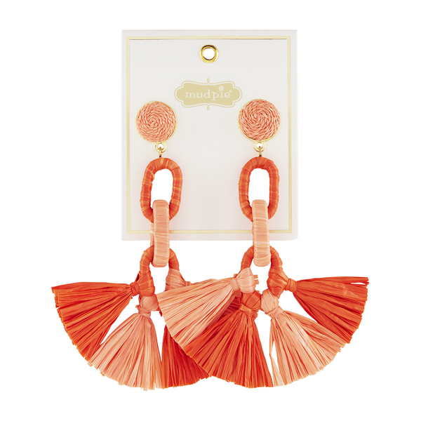 Raffia deals tassel earrings